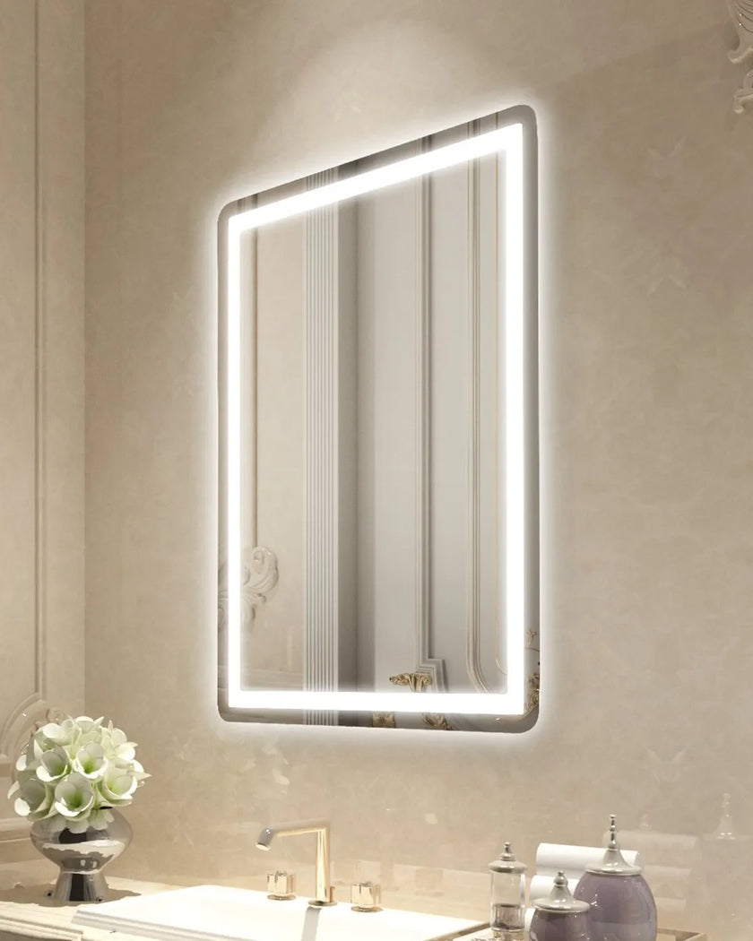 VEVOR LED Bathroom Mirror 3 Colors Anti-fog Wall Mounted Vanity Mirror 24