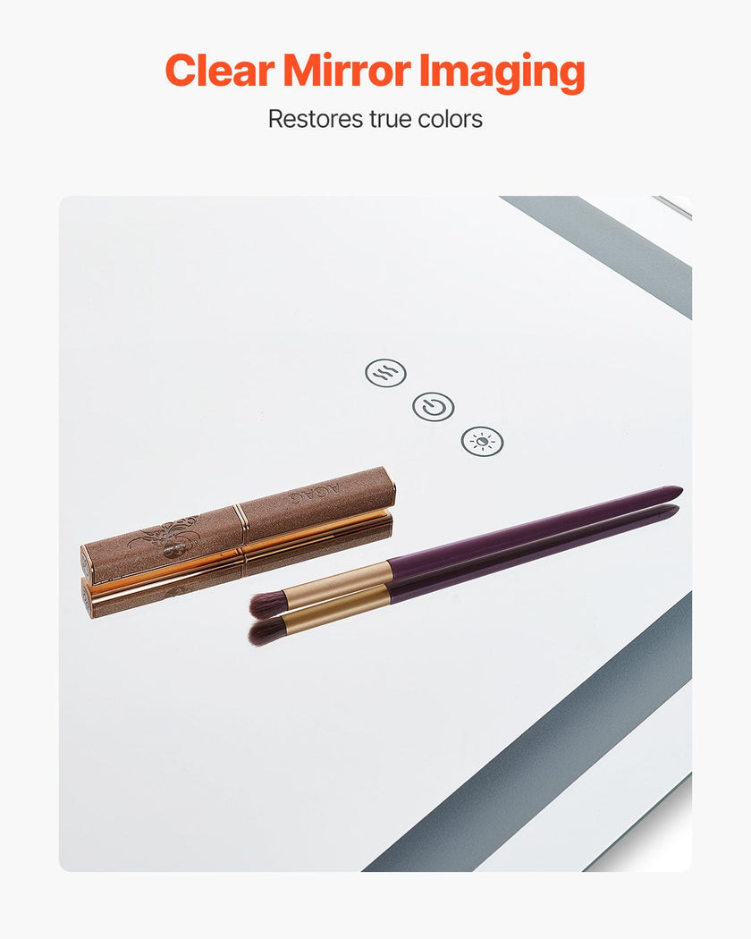 VEVOR LED Bathroom Mirror 3 Colors Anti-fog Wall Mounted Vanity Mirror 28