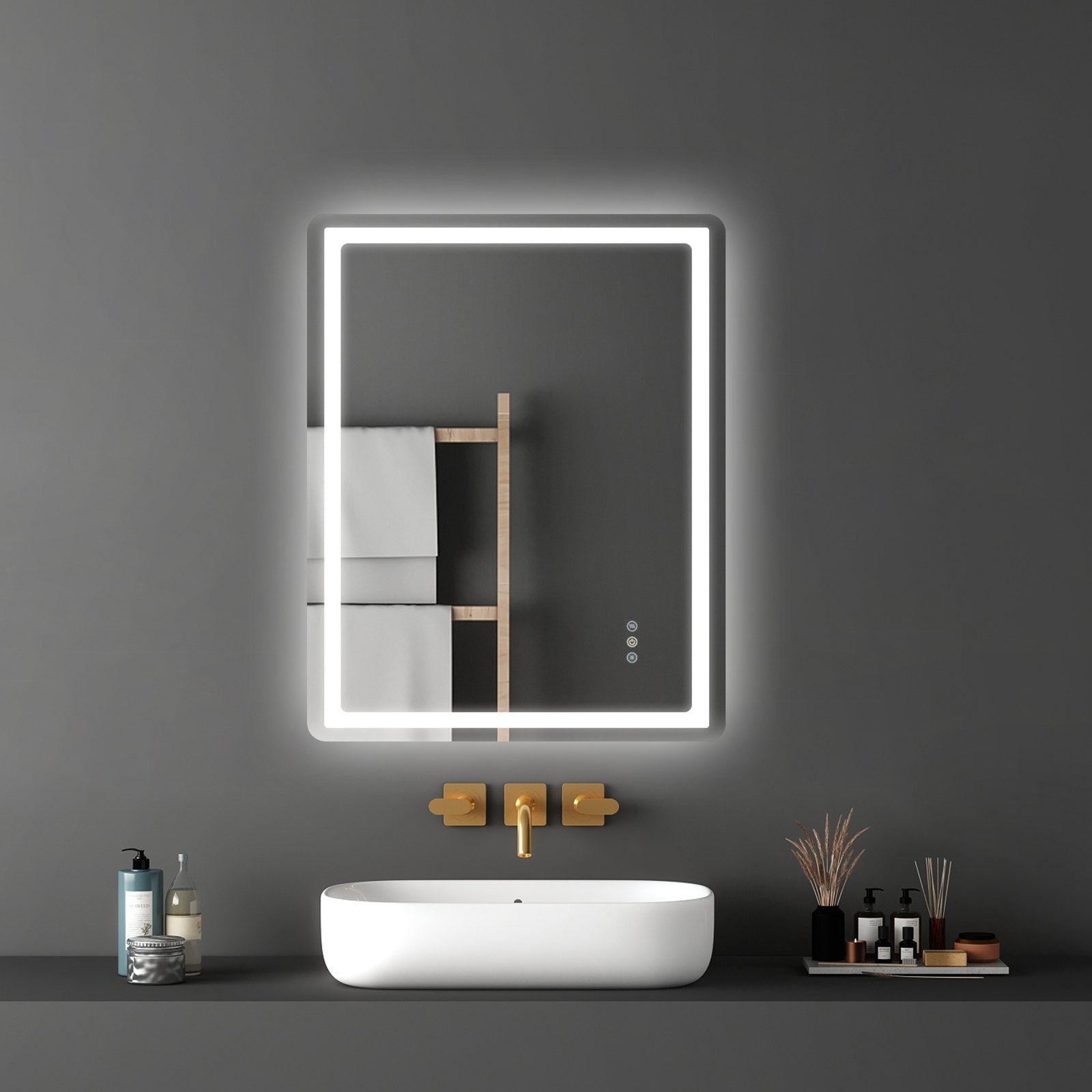 VEVOR LED Bathroom Mirror 3 Colors Anti-fog Wall Mounted Vanity Mirror 28