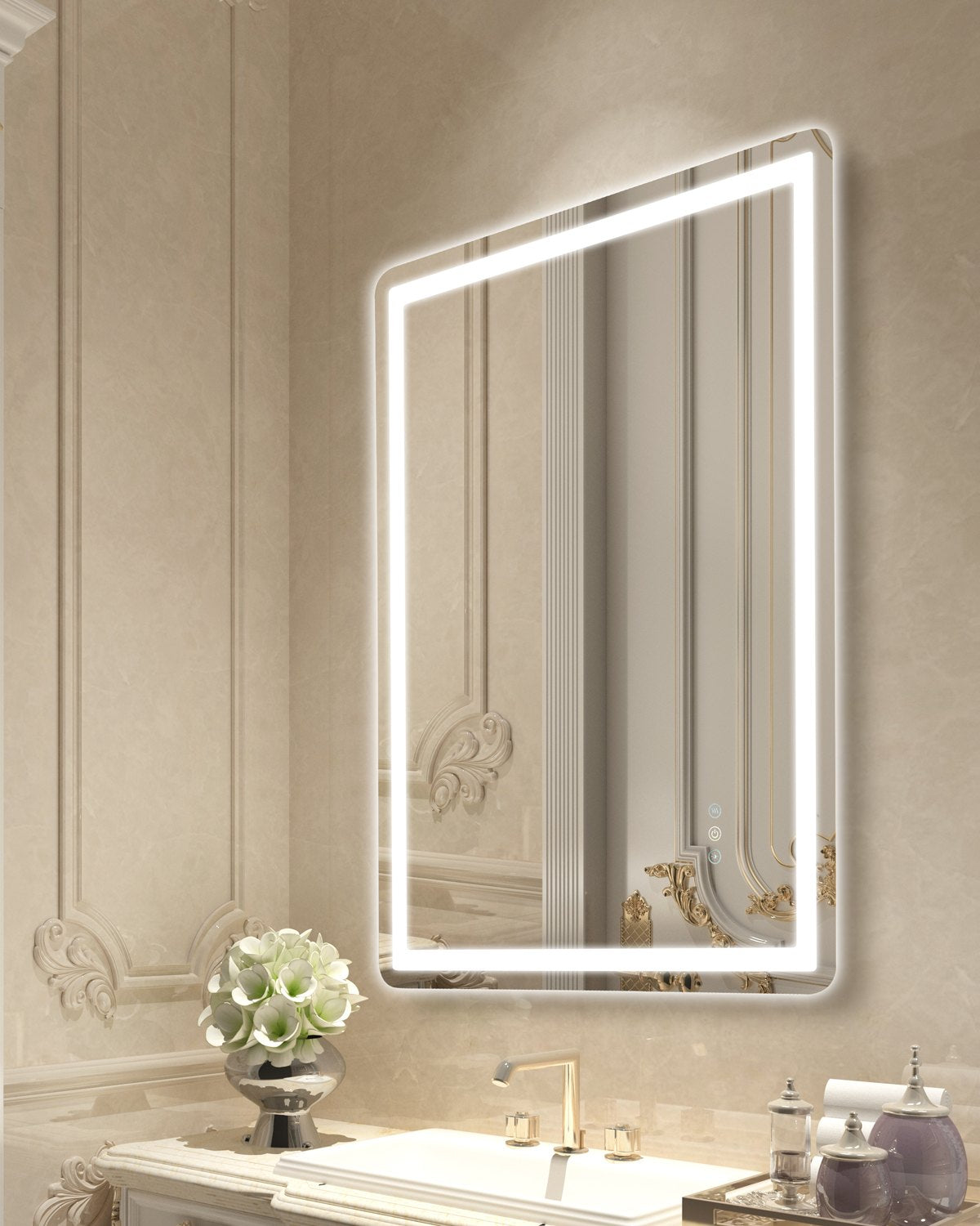 VEVOR LED Bathroom Mirror 3 Colors Anti-fog Wall Mounted Vanity Mirror 28