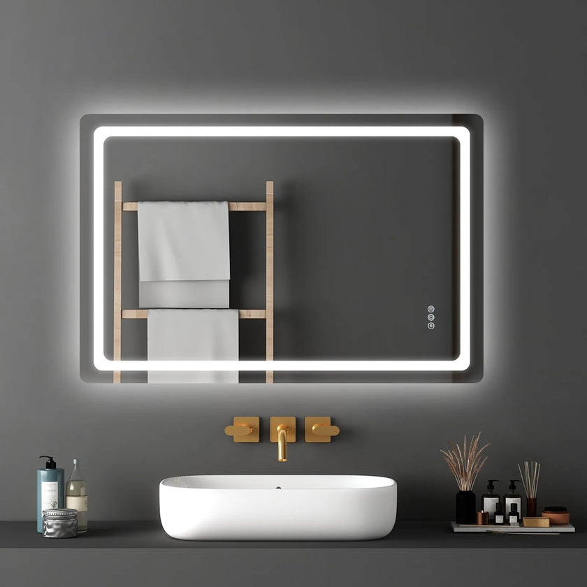 VEVOR LED Bathroom Mirror 3 Colors Anti-fog Wall Mounted Vanity Mirror 32