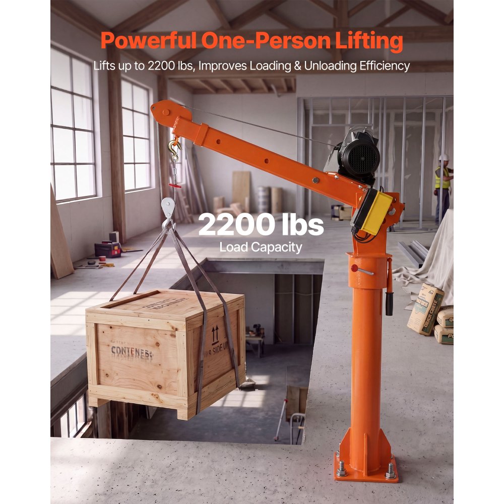 Electric Truck Crane 2200 lbs | Pickup Truck Bed Crane with Electric Hoist | 360° Rotating Telescopic Boom