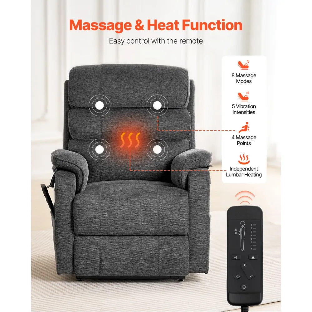 VEVOR Power Lift Recliner Chair for Elderly Heat and Massage Electric Recliner M