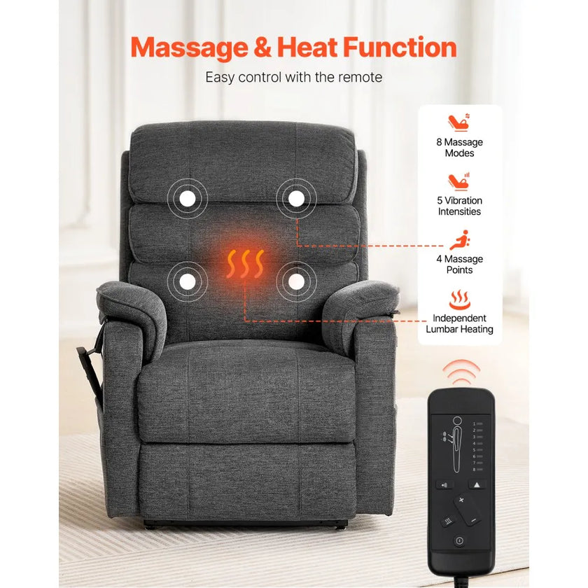 VEVOR Power Lift Recliner Chair for Elderly Heat and Massage Electric Recliner M