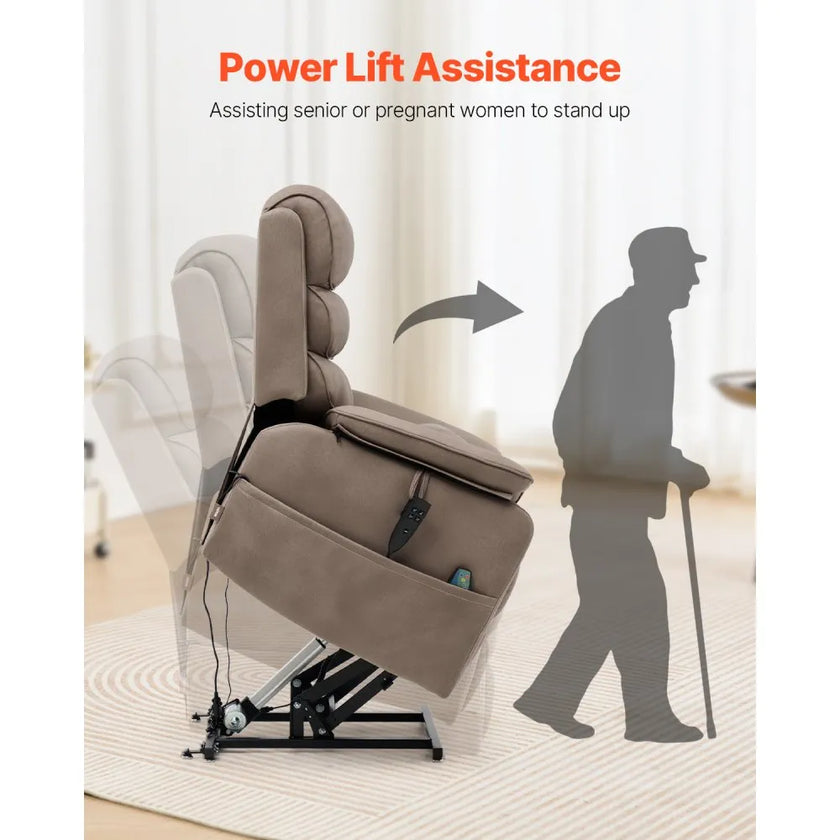 VEVOR Power Lift Recliner Chair with Heat Massage Electric Recliner Light Brown
