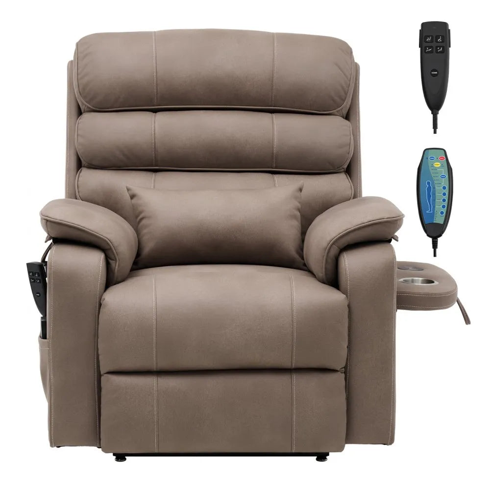VEVOR Power Lift Recliner Chair with Heat Massage Electric Recliner Light Brown