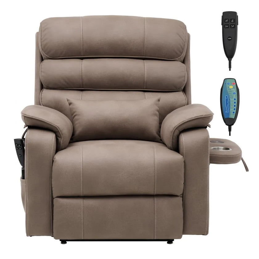 VEVOR Power Lift Recliner Chair with Heat Massage Electric Recliner Light Brown