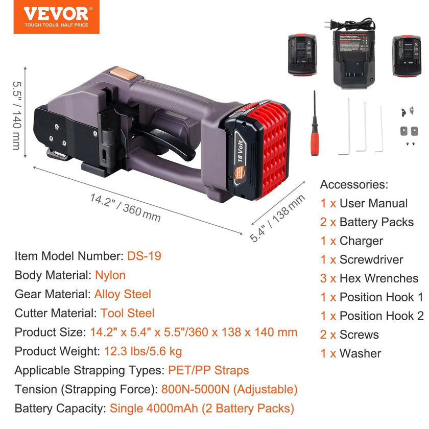 VEVOR Automatic Electric Strapping Machine Tool for PP/PET 0.39