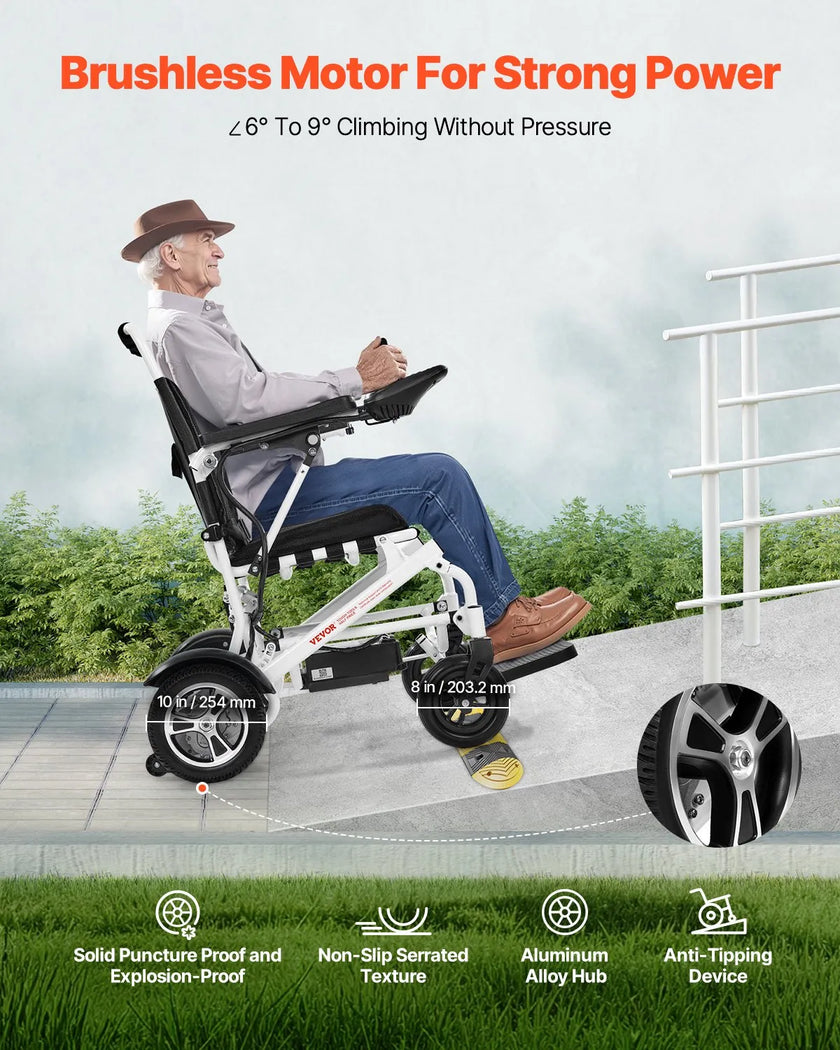 VEVOR Electric Wheelchair 300lbs Capacity Foldable Lightweight 13 Mile