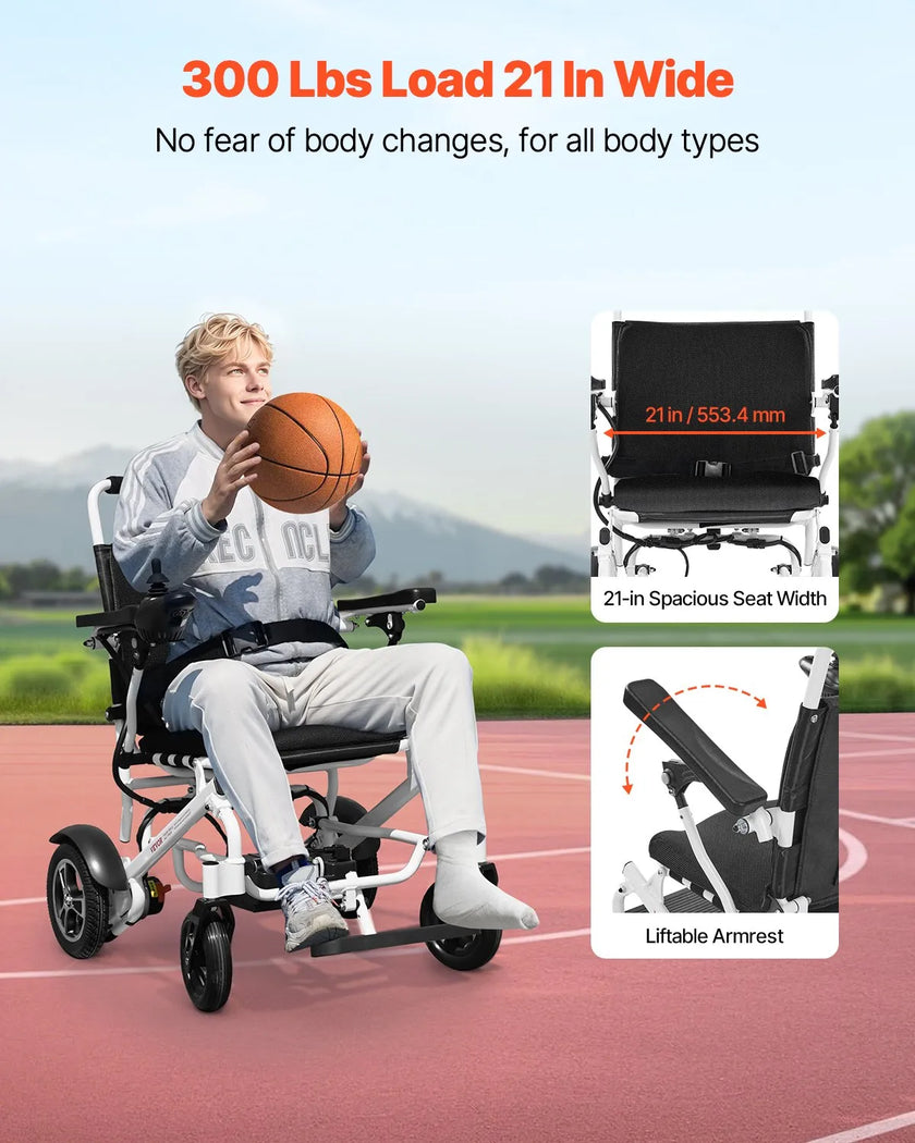 VEVOR Electric Wheelchair 300lbs Capacity Foldable Lightweight 13 Mile