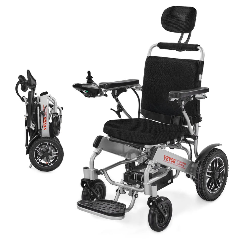 VEVOR Electric Wheelchair 300lbs Capacity Adjustable Backrest Foldable 13 Mile