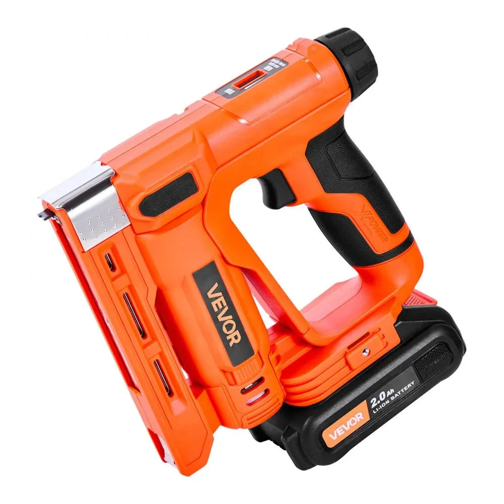 VEVOR Cordless Brad Nailer, 2-in-1 Nail Gun Staple Gun, 18 Gauge 5/8 inch, Includes 1000 Pcs Staples and 1000 Pcs Nails, with Battery and Charger, Non-Slip Rubber Grip, for Woodworking DIY Projects