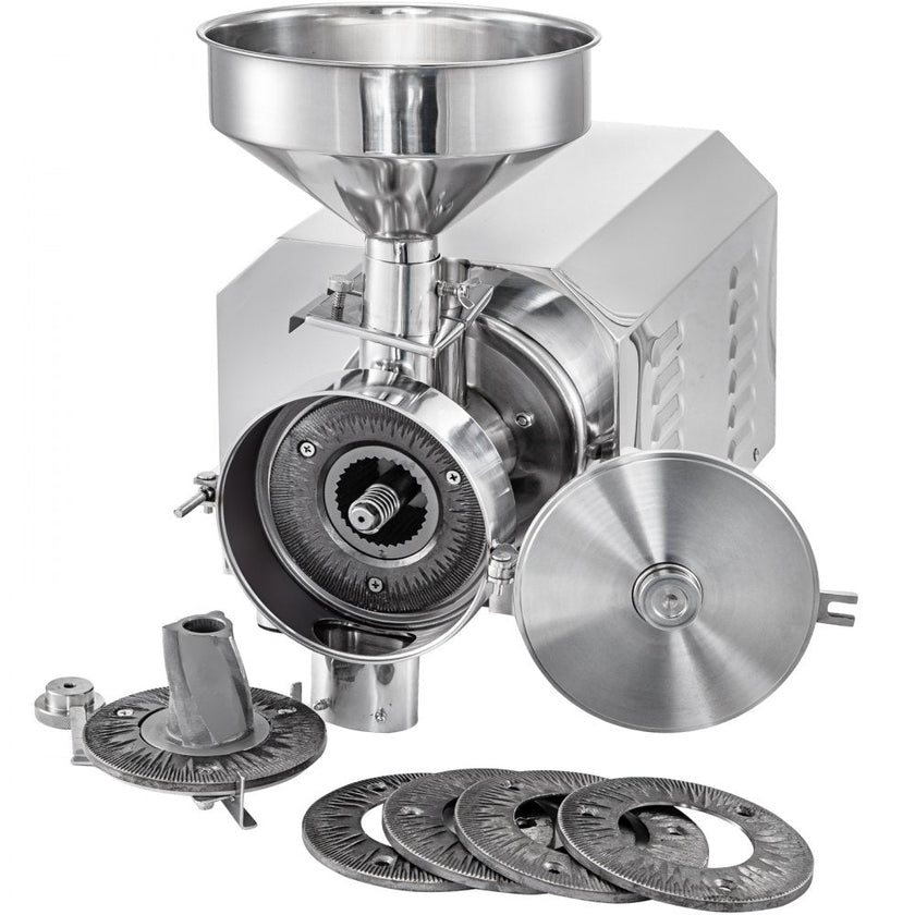 VEVOR Commercial Grinding Machine for Grain 2200W,Electric Stainless Steel Grain Grinder 30-50KG/H,Automatic Industrial Superfine Grain Grinder for Dried Materials Chinese Herb Spice Pepper Soybean
