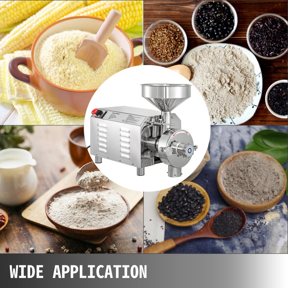 VEVOR Commercial Grinding Machine for Grain 2200W,Electric Stainless Steel Grain Grinder 30-50KG/H,Automatic Industrial Superfine Grain Grinder for Dried Materials Chinese Herb Spice Pepper Soybean