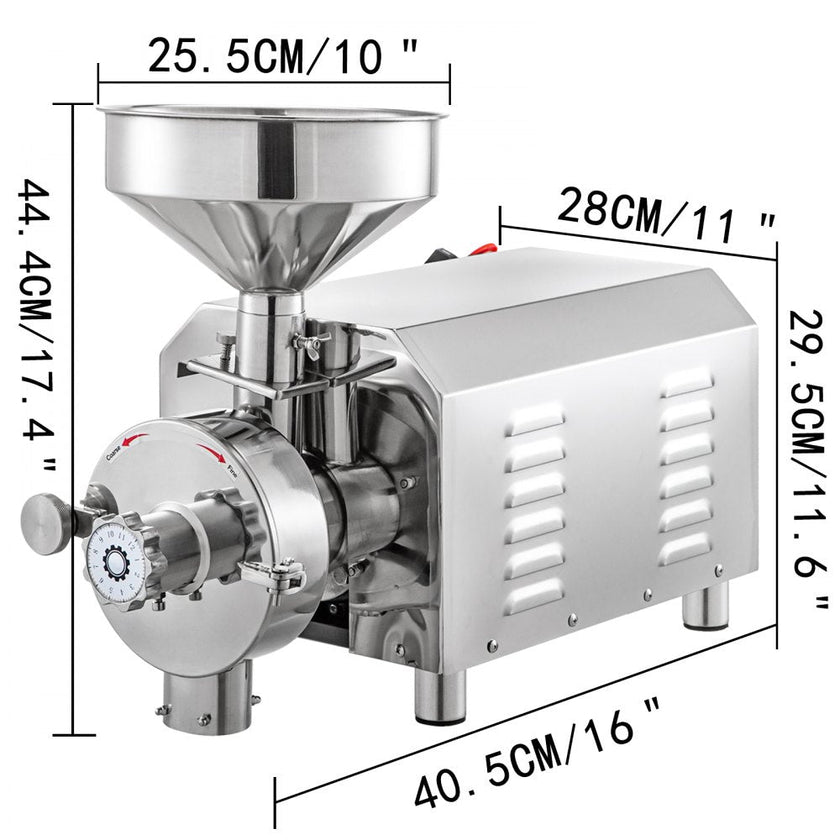 VEVOR Commercial Grinding Machine for Grain 2200W,Electric Stainless Steel Grain Grinder 30-50KG/H,Automatic Industrial Superfine Grain Grinder for Dried Materials Chinese Herb Spice Pepper Soybean