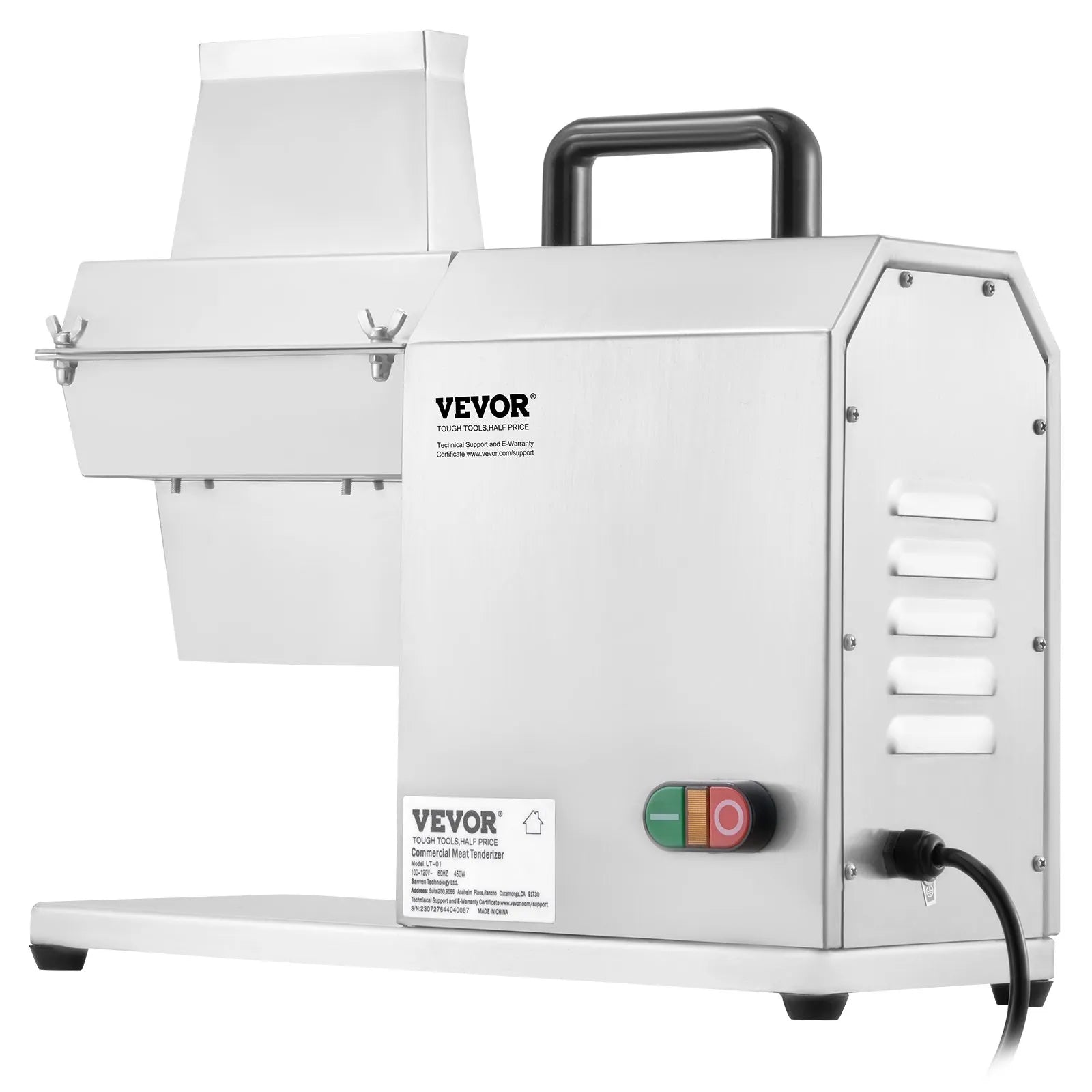 VEVOR Commercial Meat Tenderizer, Heavy Duty Stainless Steel Kitchen Tool with Handle, Meat Tong, and Cleaning Brush, 450W Electric Meat Tenderizer Machine for Beef, Turkey, Chicken, Pork, and Fish