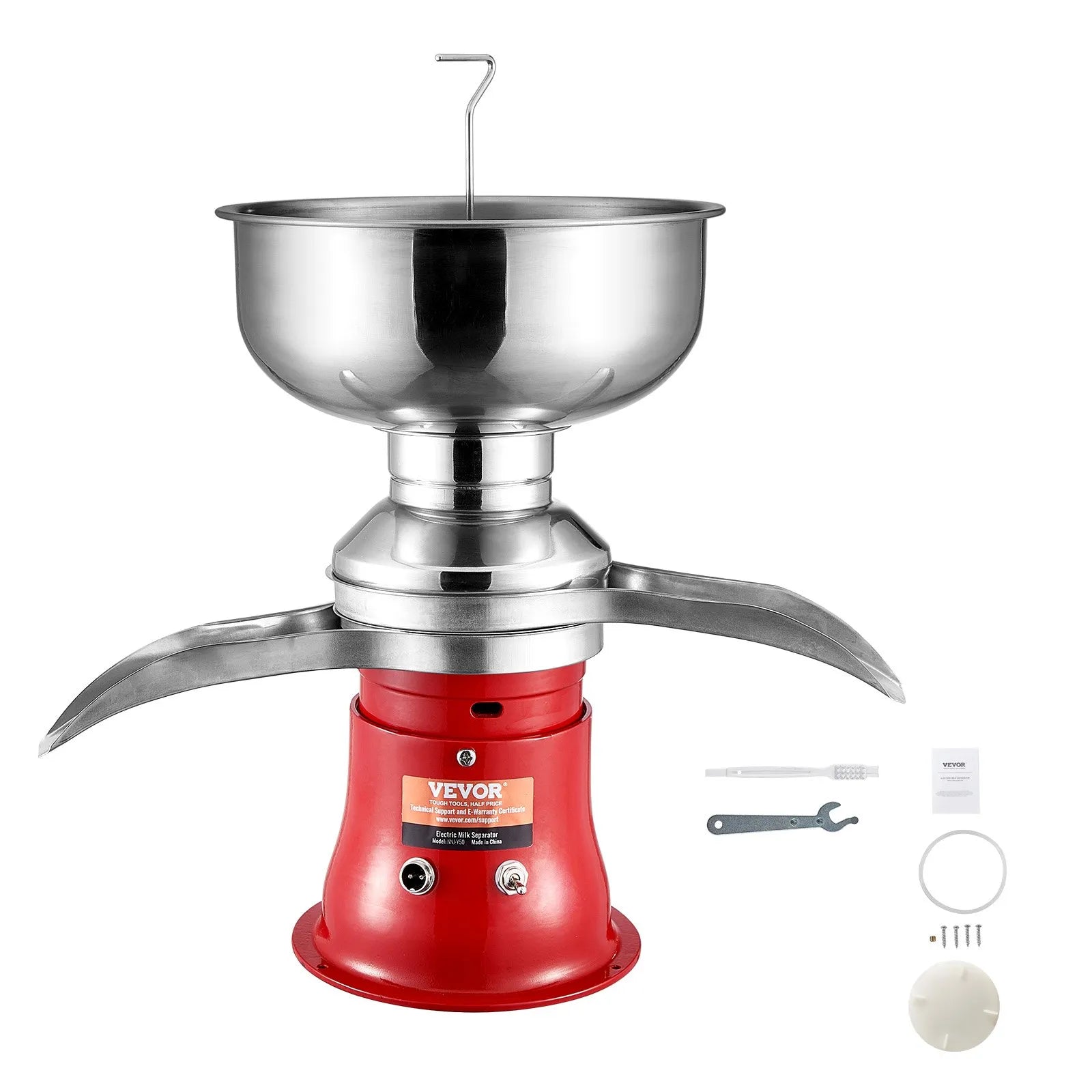VEVOR Milk Cream Centrifugal Separator, 304 Stainless Steel Electric Cream Separators, 100L/H Output 10500RPM Goat Milk Separator, 30W Cow Cream Separator, Milk Skimmer with 5L Bowl Capacity, 100-240V