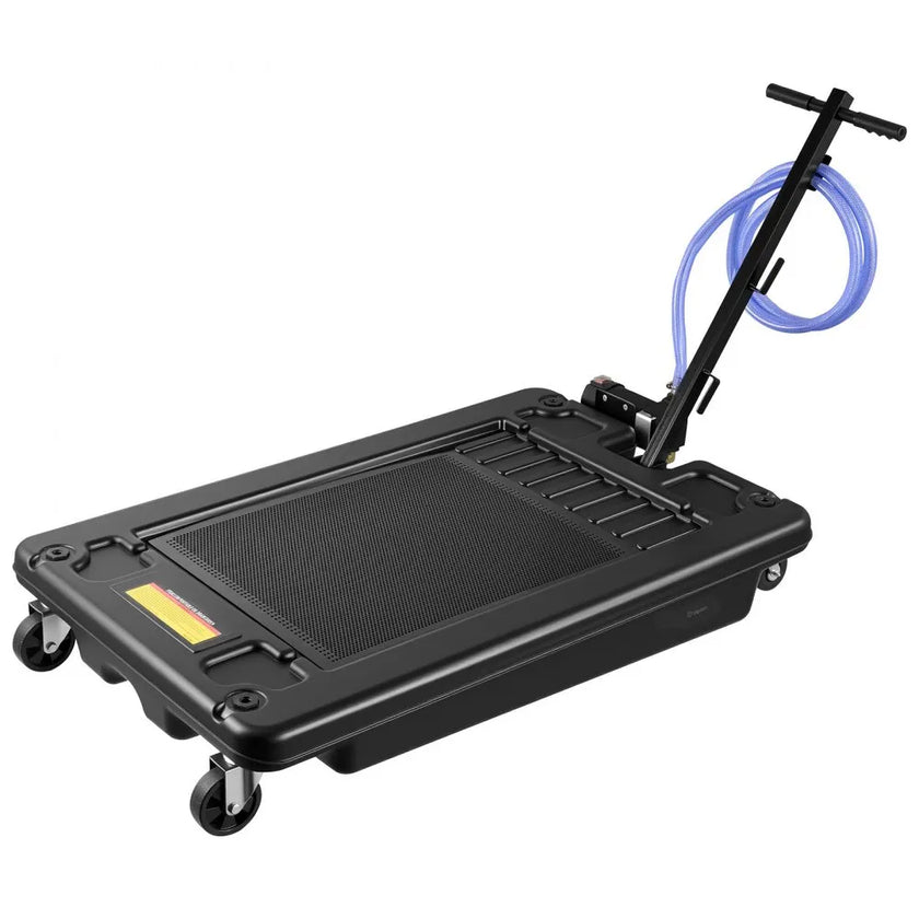 VEVOR Low Profile Oil Drain Pan, 17 Gallon Oil Drain Pan with Pump, Oil Change Pan with 180W Electric Pump, 8.2ft Hose & Folding Handle, Rolling Oil Drain Cart for Trucks, Buses, RVs