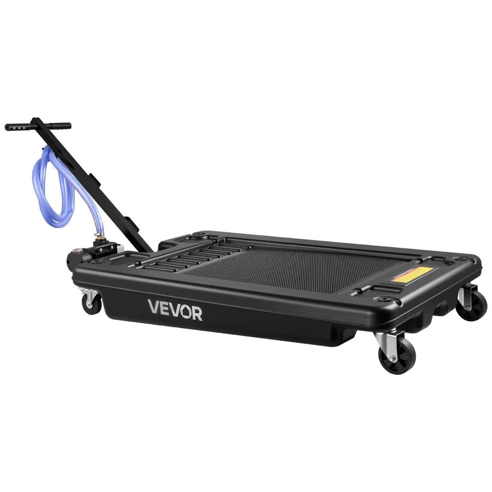 VEVOR Low Profile Oil Drain Pan, 17 Gallon Oil Drain Pan with Pump, Oil Change Pan with 180W Electric Pump, 8.2ft Hose & Folding Handle, Rolling Oil Drain Cart for Trucks, Buses, RVs