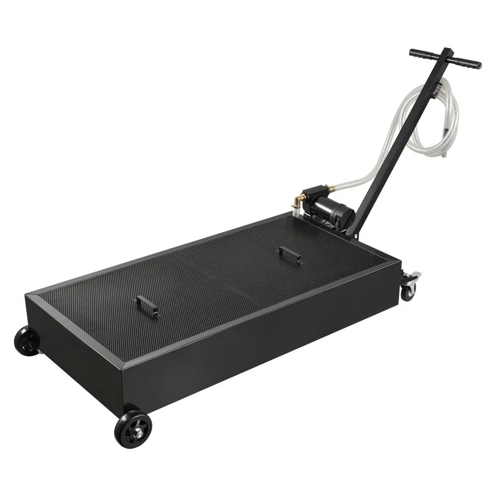VEVOR Low Profile Oil Drain Pan, 20 Gallon Oil Drain Pan with Pump, Oil Change Pan with 180W Electric Pump, 8.2ft Hose & Folding Handle, Rolling Oil Drain Cart for Trucks, Buses, RVs