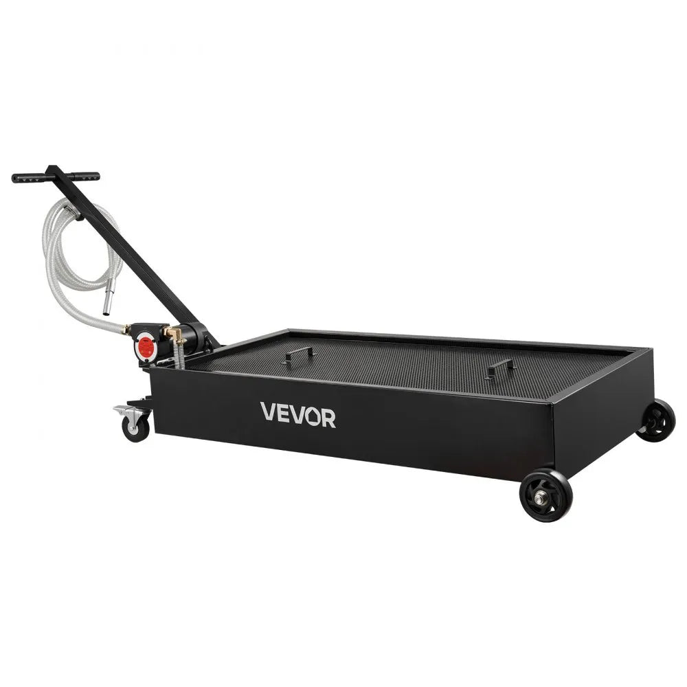 VEVOR Low Profile Oil Drain Pan, 20 Gallon Oil Drain Pan with Pump, Oil Change Pan with 180W Electric Pump, 8.2ft Hose & Folding Handle, Rolling Oil Drain Cart for Trucks, Buses, RVs