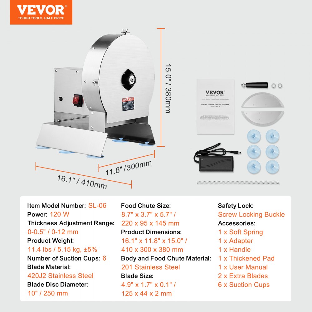 VEVOR Electric Vegetable Slicer, 0-0.5