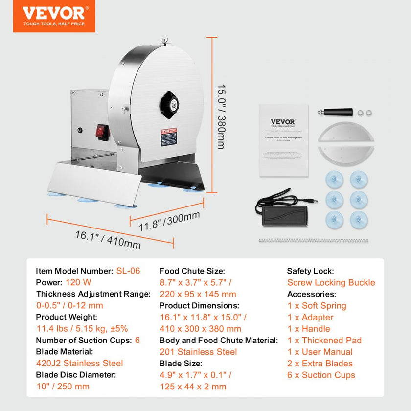 VEVOR Electric Vegetable Slicer, 0-0.5