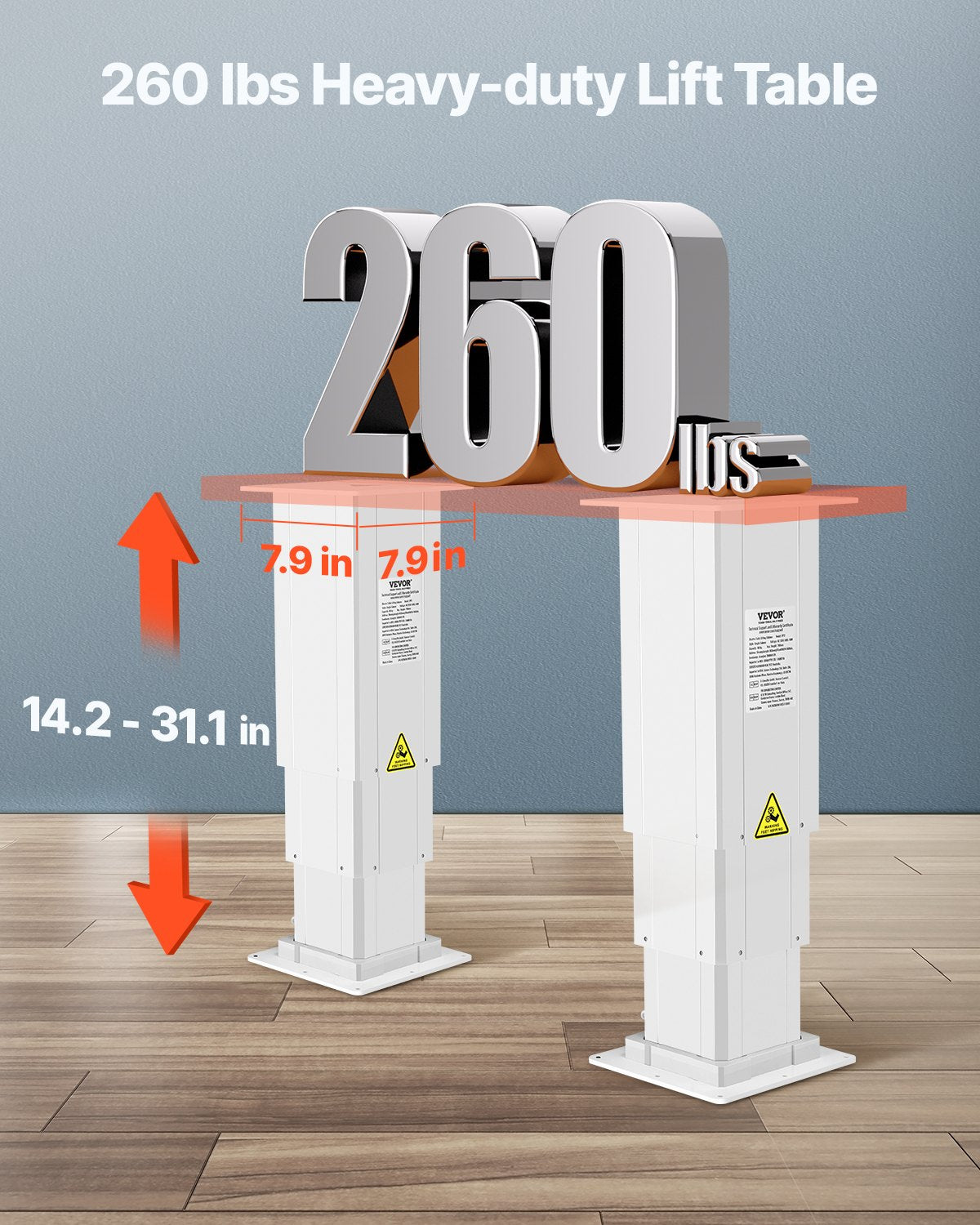 VEVOR 260 lbs Adjustable Electric Lifting Column System 14.2-31.1 in Height Range