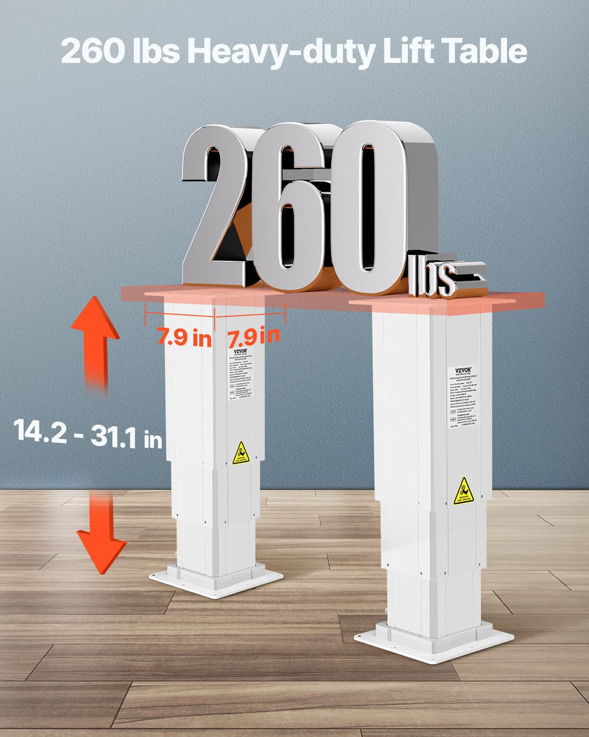 VEVOR 260 lbs Adjustable Electric Lifting Column System 14.2-31.1 in Height Range