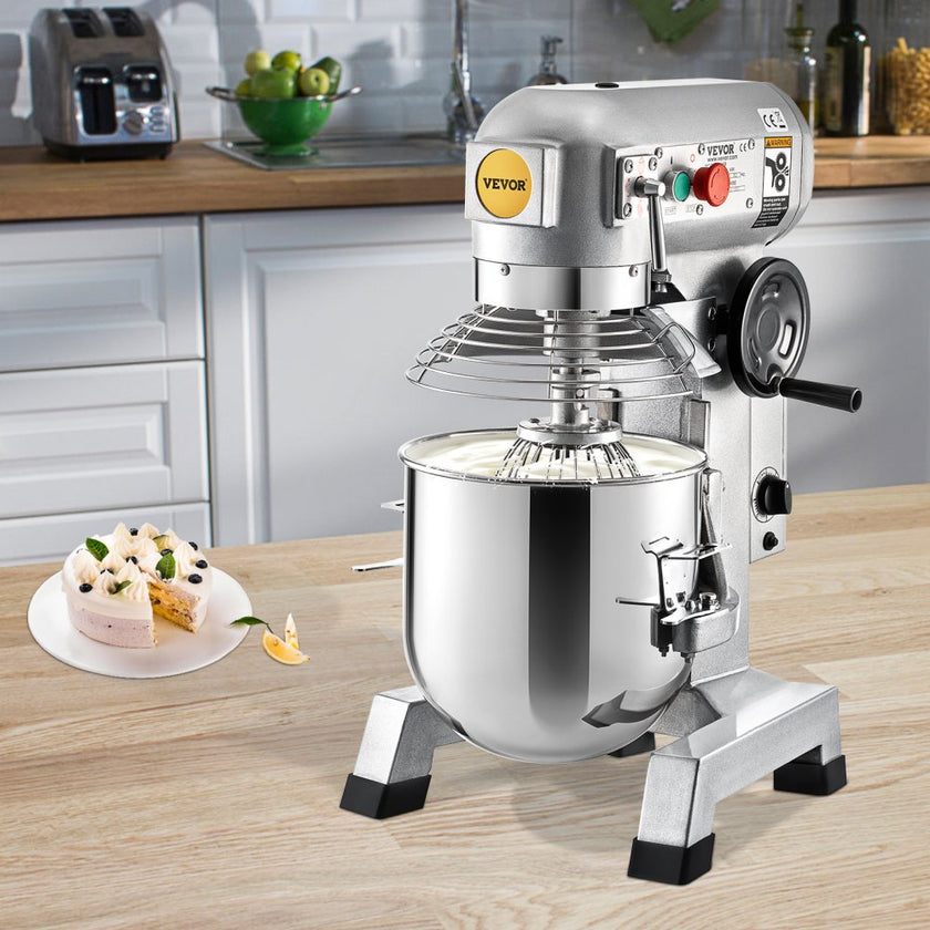 VEVOR Commercial Stand Mixer, 15Qt Stainless Steel Bowl, 500W Heavy Duty Electric Food Mixer with 3 Speeds Adjustable 113/184/341 RPM, Dough Hook Whisk Beater Included, Perfect for Bakery Pizzeria