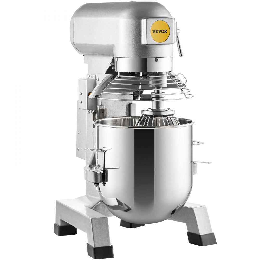 VEVOR Commercial Stand Mixer, 15Qt Stainless Steel Bowl, 500W Heavy Duty Electric Food Mixer with 3 Speeds Adjustable 113/184/341 RPM, Dough Hook Whisk Beater Included, Perfect for Bakery Pizzeria
