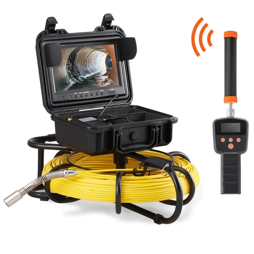VEVOR Sewer Camera Pipe Inspection Camera w/ 512hz Sonde 9in 720p Screen 300 ft