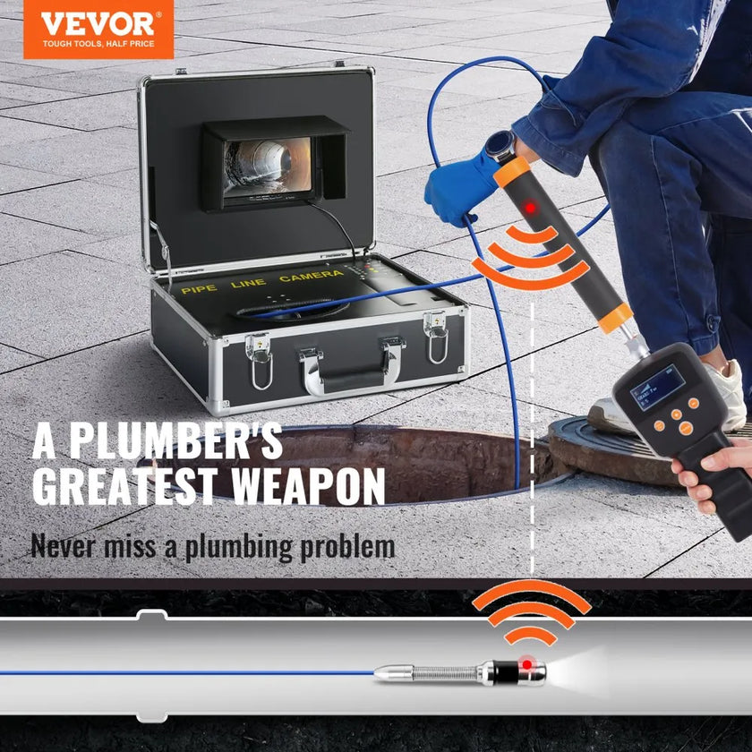 VEVOR Sewer Camera with 512Hz Locator,100 ft/30 m, 7