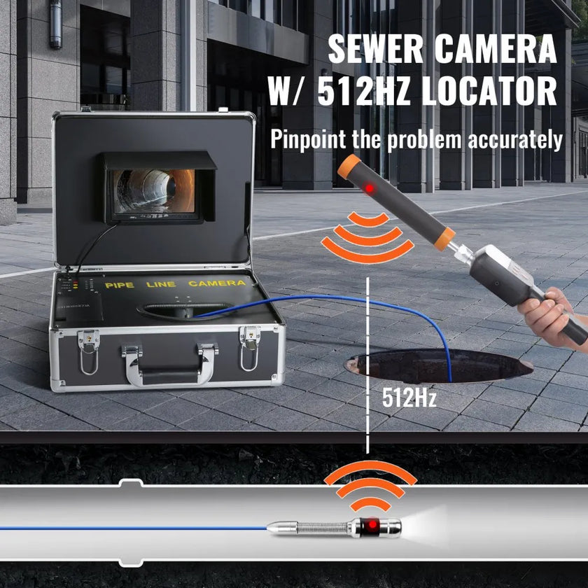 VEVOR Sewer Camera with 512Hz Locator,100 ft/30 m, 7