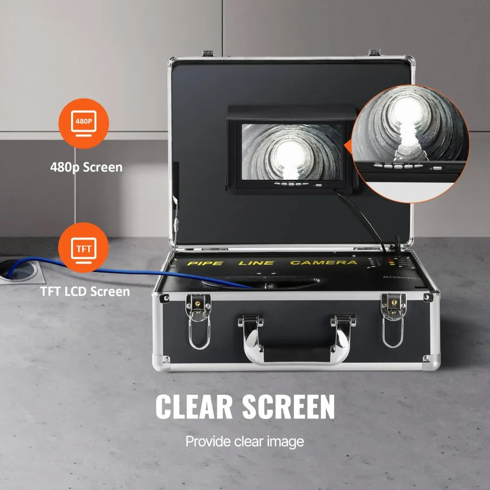 VEVOR Sewer Camera with 512Hz Locator, 131 ft/40 m, 7