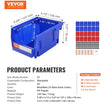 VEVOR Plastic Storage Bin, (5-Inch x 4-Inch x 3-Inch), Hanging Stackable Storage Organizer Bin, Blue/Red, 24-Pack, Heavy Duty Stacking Containers for Closet, Kitchen, Office, or Pantry Organization