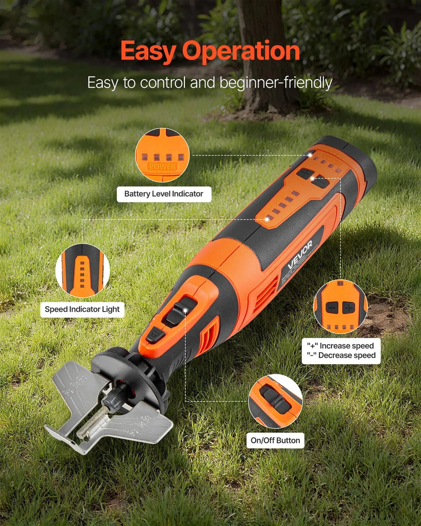 VEVOR Cordless Chainsaw Sharpener, 5-Speed Adjustable Electric Saw Chain Sharpener 5000-30000 RPM, Rechargeable Handheld Chainsaw Sharpening Tool with 4 Sharpening Heads & Angle Guide Attachment