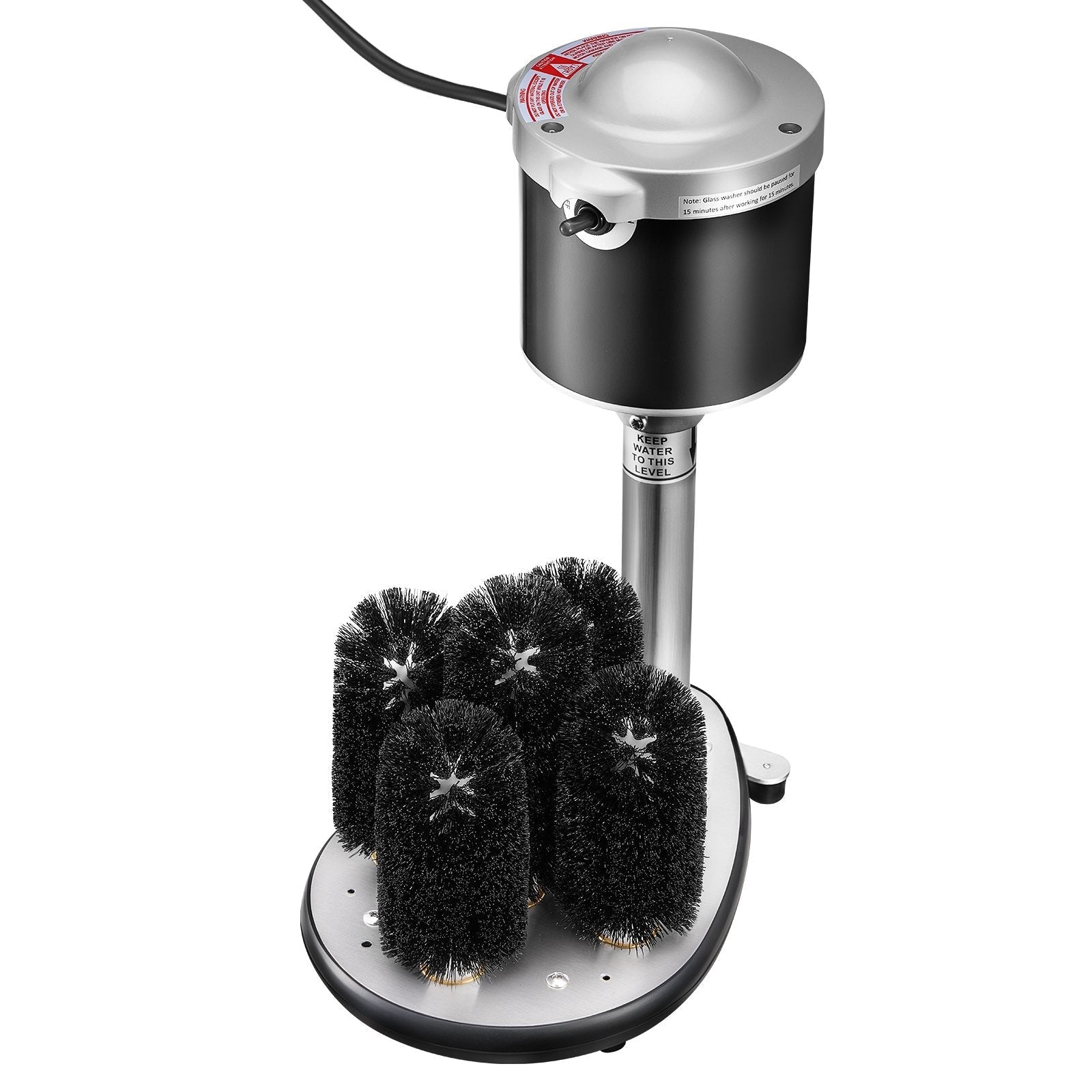 VEVOR Electric Glass Washer 5-Brush Bar Glass Cleaner 600 Cups/H for Wine Glass
