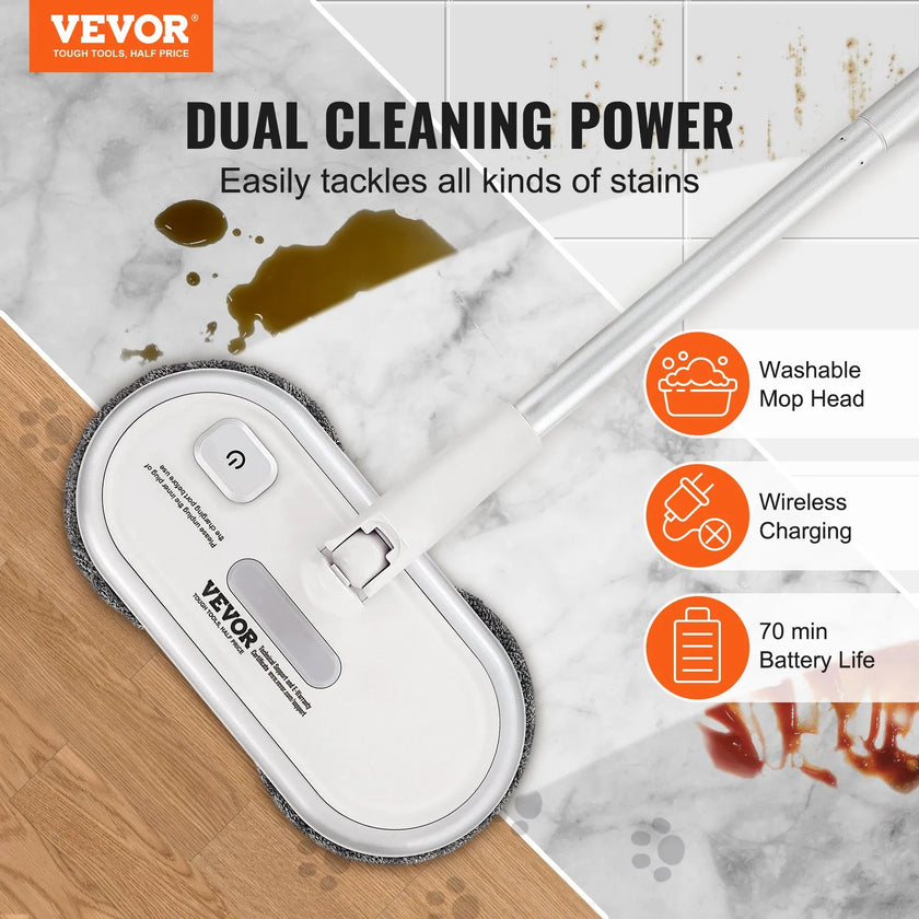 VEVOR Cordless Electric Mop Electric Spin Mop Floor Cleaning Dual Spinning Heads
