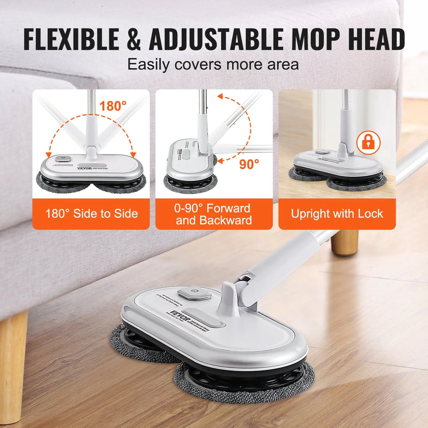 VEVOR Cordless Electric Mop Electric Spin Mop Floor Cleaning Dual Spinning Heads