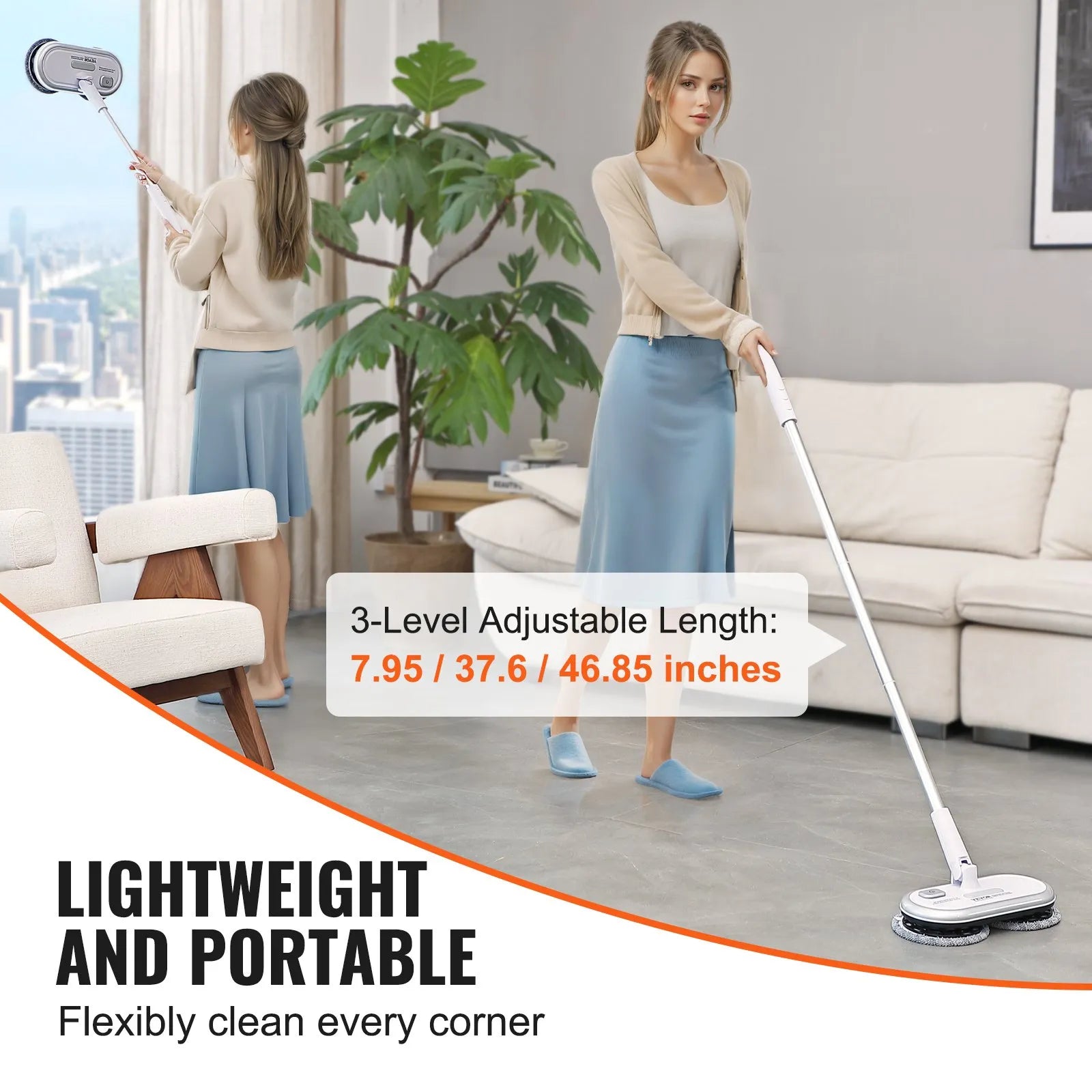 VEVOR Cordless Electric Mop Electric Spin Mop Floor Cleaning Dual Spinning Heads