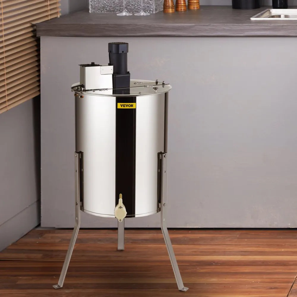 VEVOR Electric Honey Extractor, 4/8 Frames Honey Spinner Extractor, Stainless Steel Beekeeping Extraction, Honeycomb Drum Spinner with Lid, Apiary Centrifuge Equipment with Height Adjustable Stand