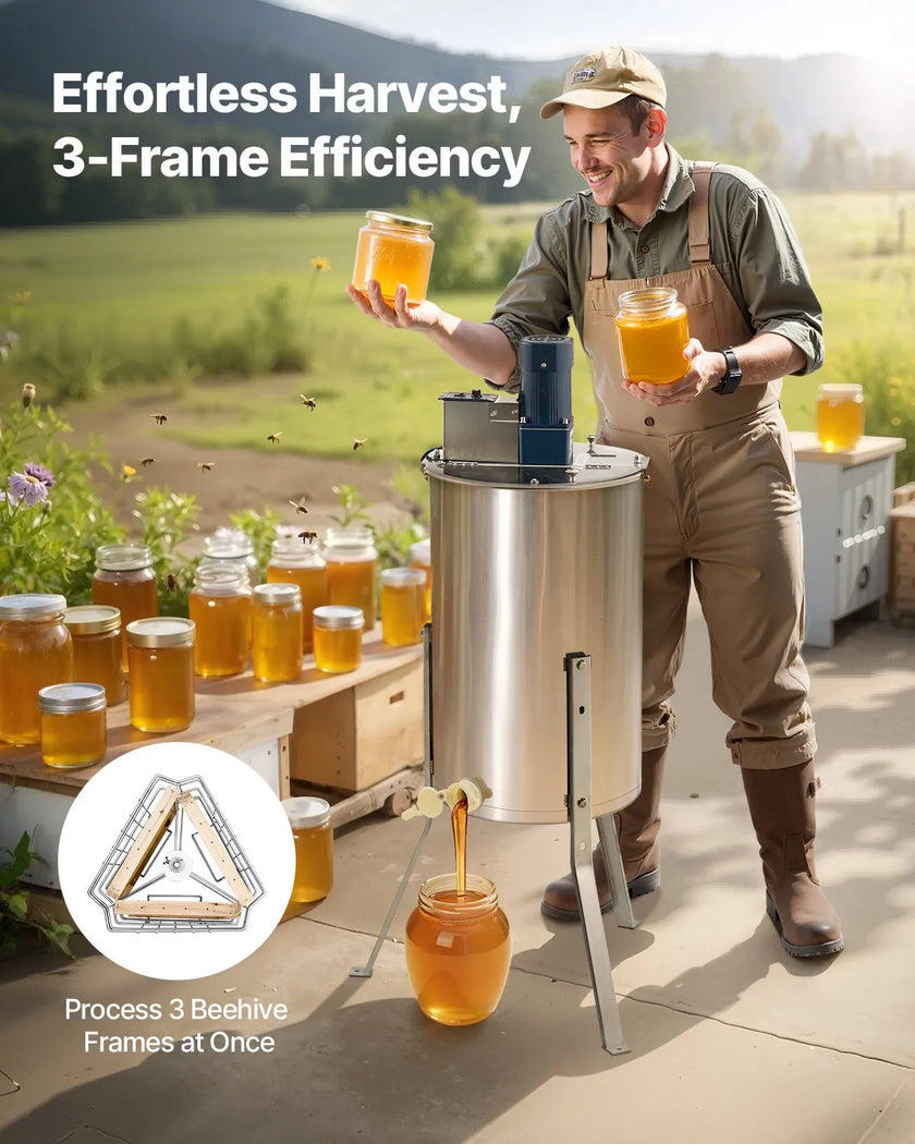 VEVOR Electric Honey Extractor 3 Frame Honey Spinner Beekeeping Stainless Steel