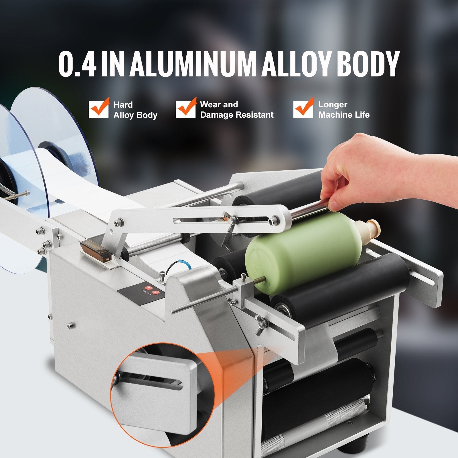VEVOR Semi-Automatic Round Labeling Machine, 20-50pcs/min, Electric Bottle Label Applicator for Round Bottles, Round Bottle Labeler Suitable for Bottle Diameter 0.78-4.72 inches (with Pressing Bar)