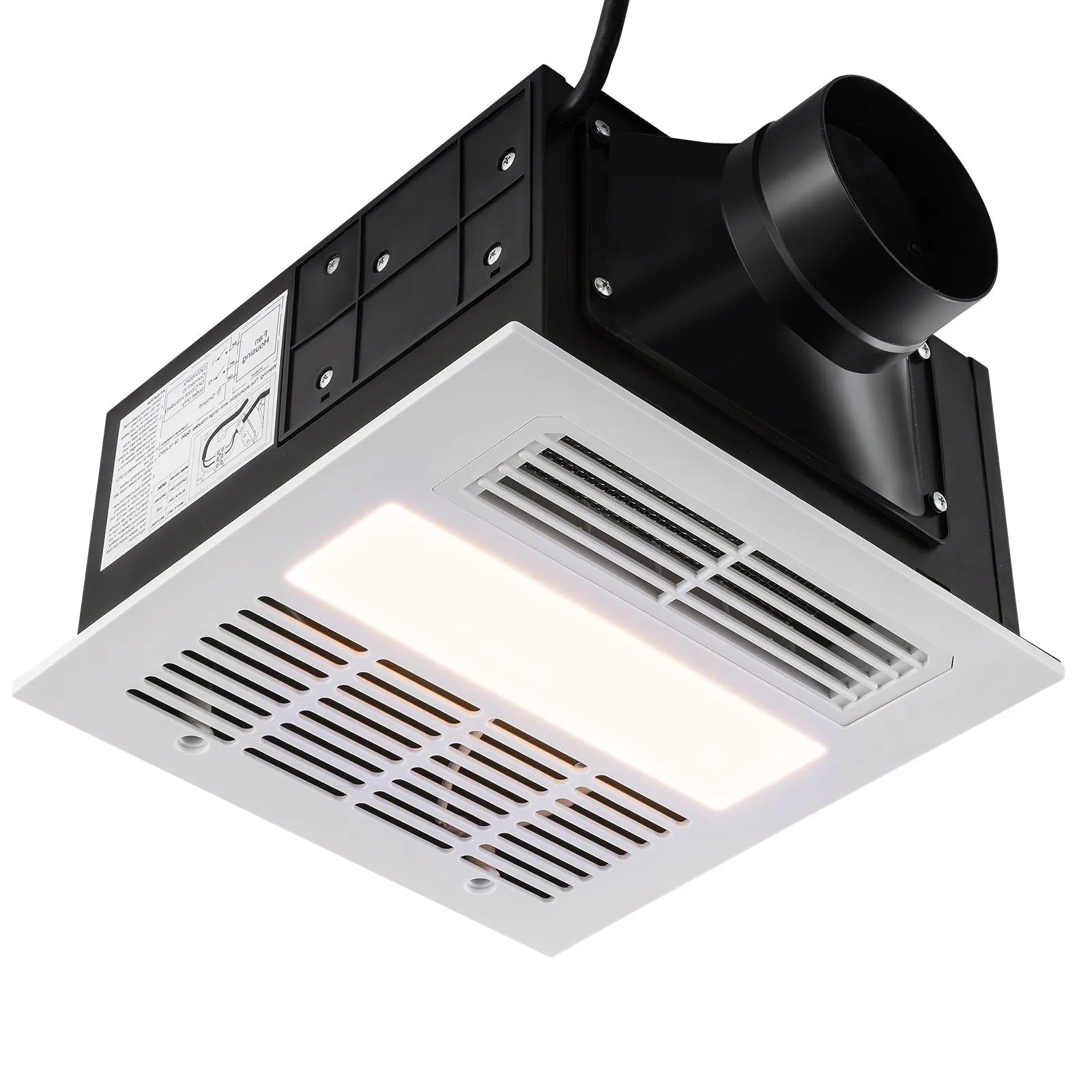 VEVOR Bathroom Exhaust Fan, 1500W Heating, 110 CFM High-Efficiency Ventilation, 1.5sones Low Noise Operation, Energy-Saving Bathroom Ceiling Fan, No Need For Attic Access, For Various Ceilings