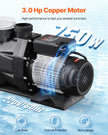 VEVOR 3 HP Above Ground Swimming Pool Pump Single Speed 149 GPM 3450 RPM 220V