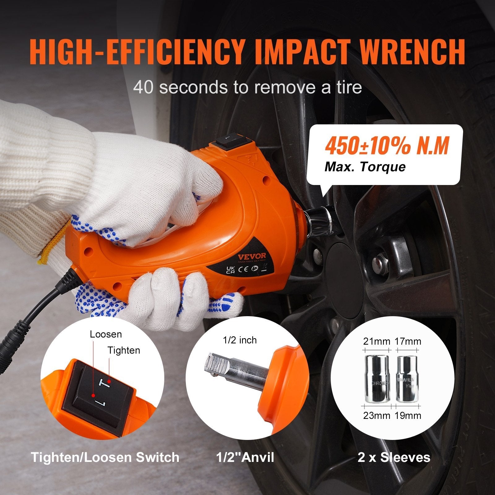 VEVOR Electric Hydraulic Car Floor Jack 5 Ton 12V w/Impact Wrench Inflator Pump