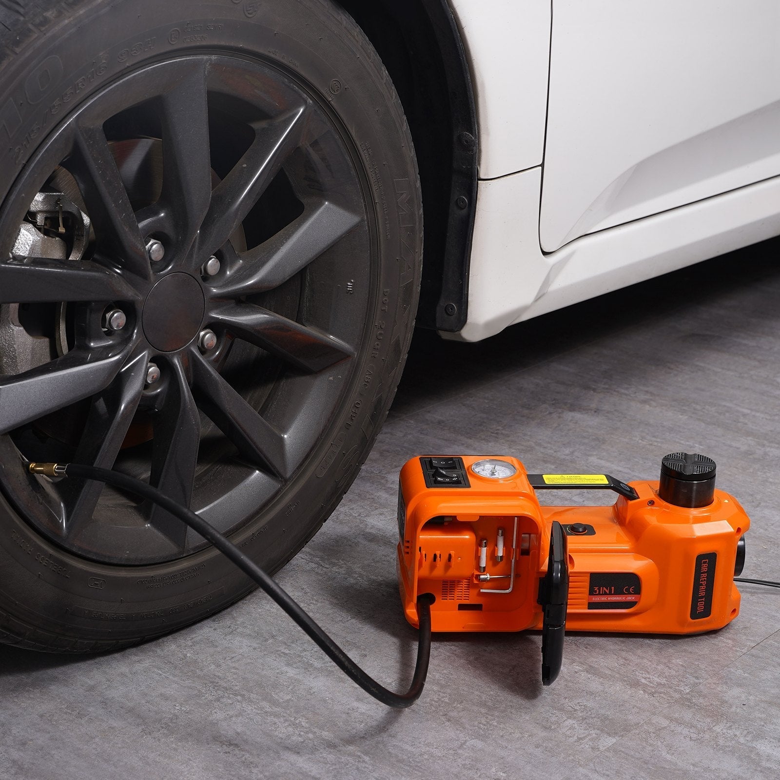 VEVOR Electric Hydraulic Car Floor Jack 5 Ton 12V Built-in Tire Inflator Pump