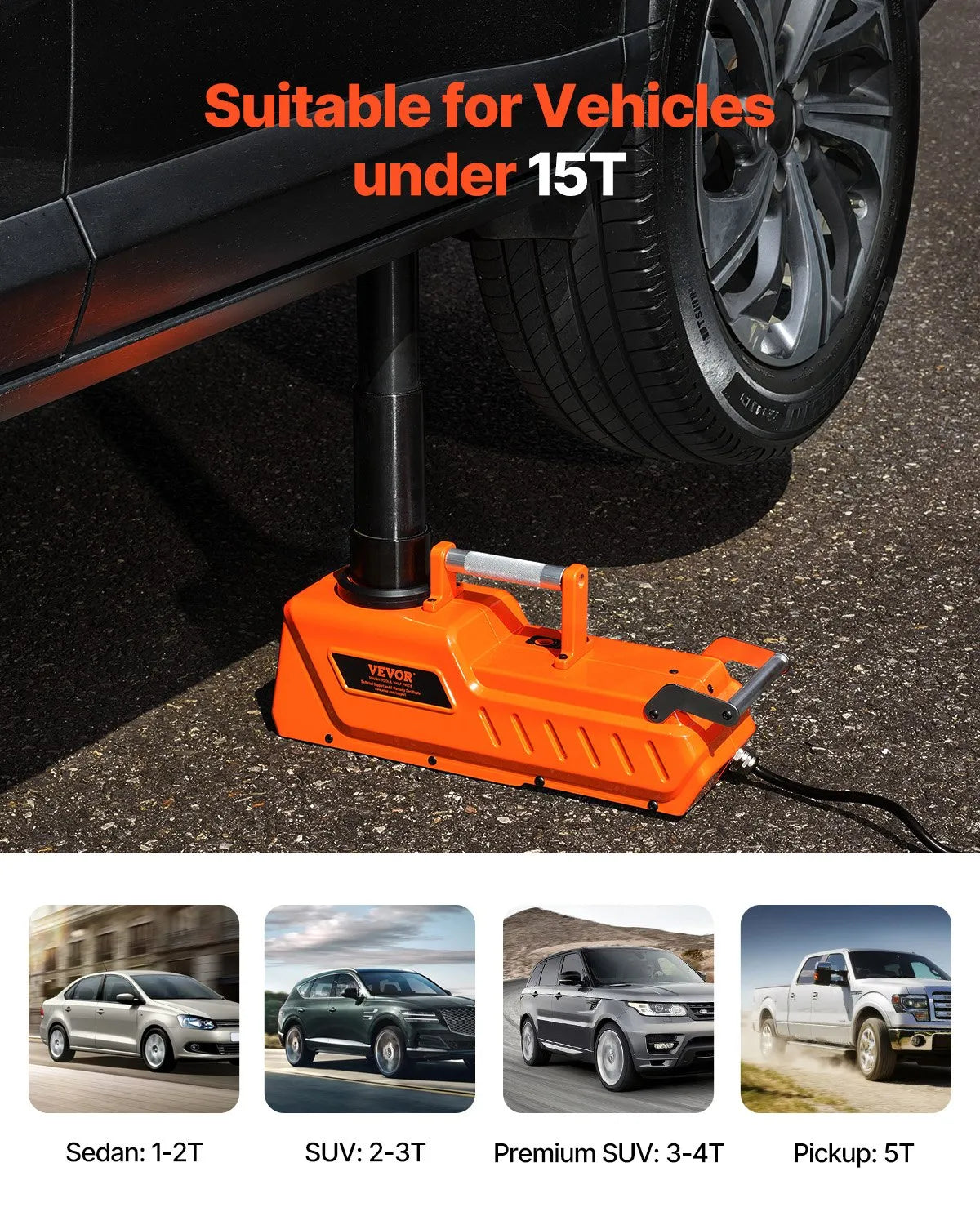 VEVOR Electric Car Jack 15 Tons /33000 lbs Portable Jack kit with LED Light