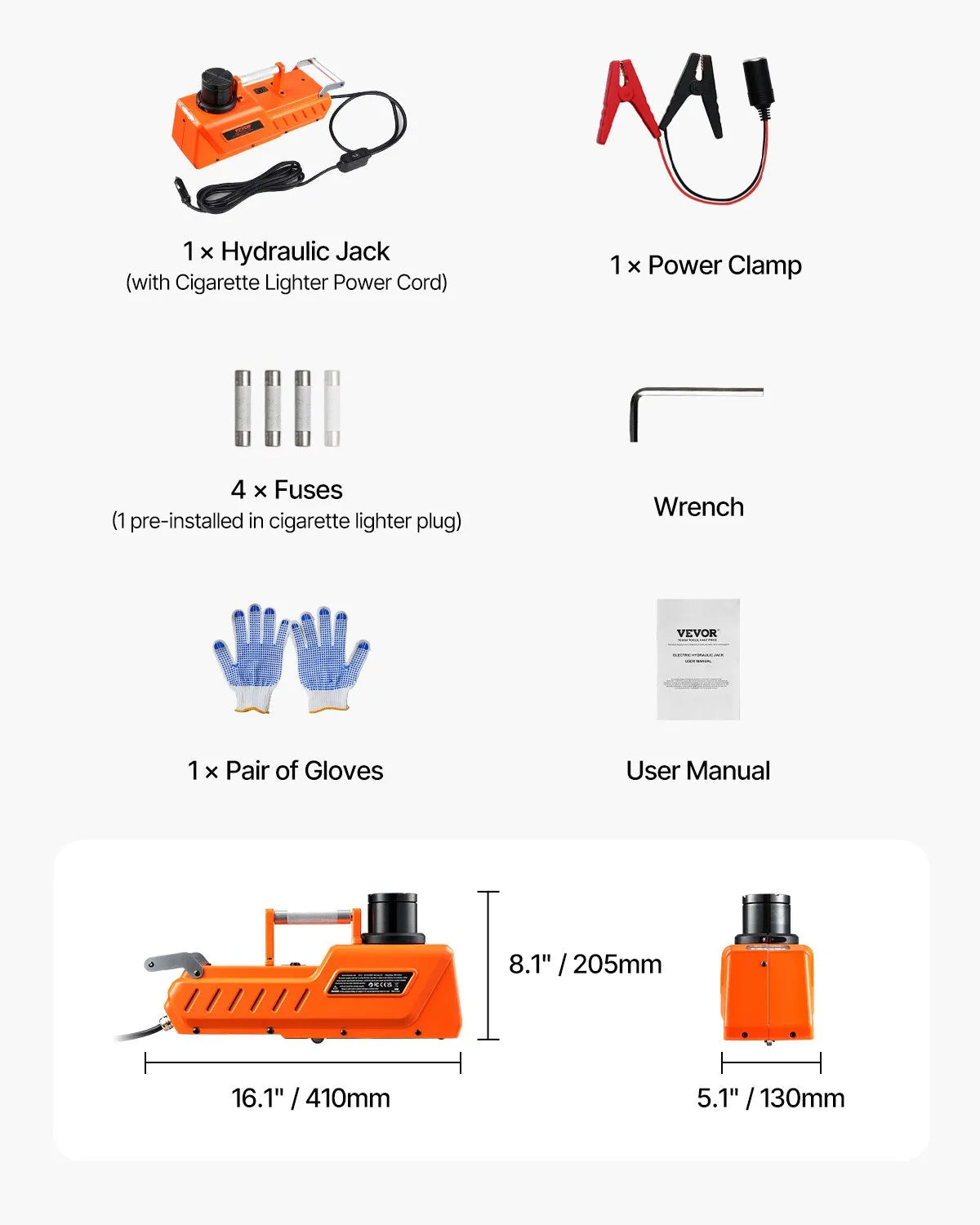 VEVOR Electric Car Jack 15 Tons /33000 lbs Portable Jack kit with LED Light